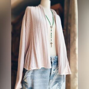 Vintage Emerald Green Glass Rosary Necklace Catholic Crucifix 19.5"